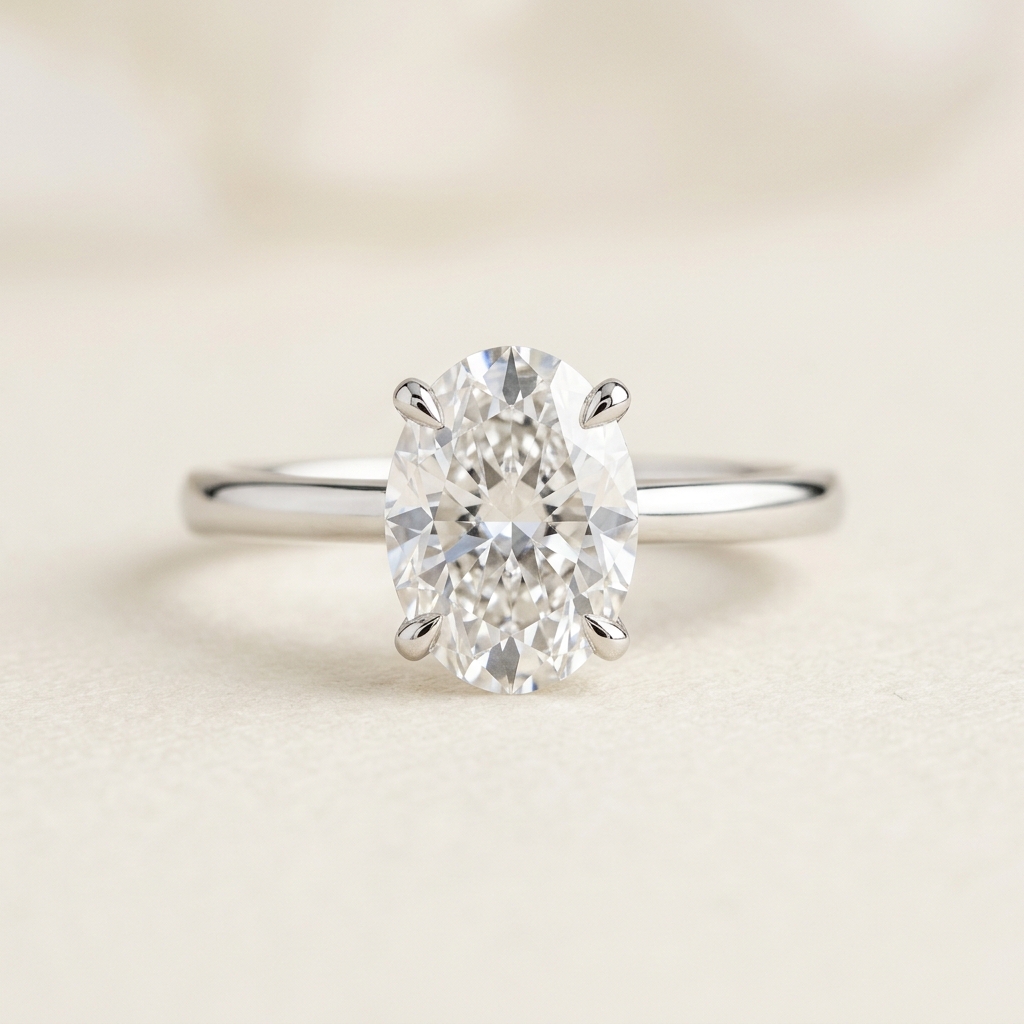 14K White Gold Solitaire Engagement Ring
