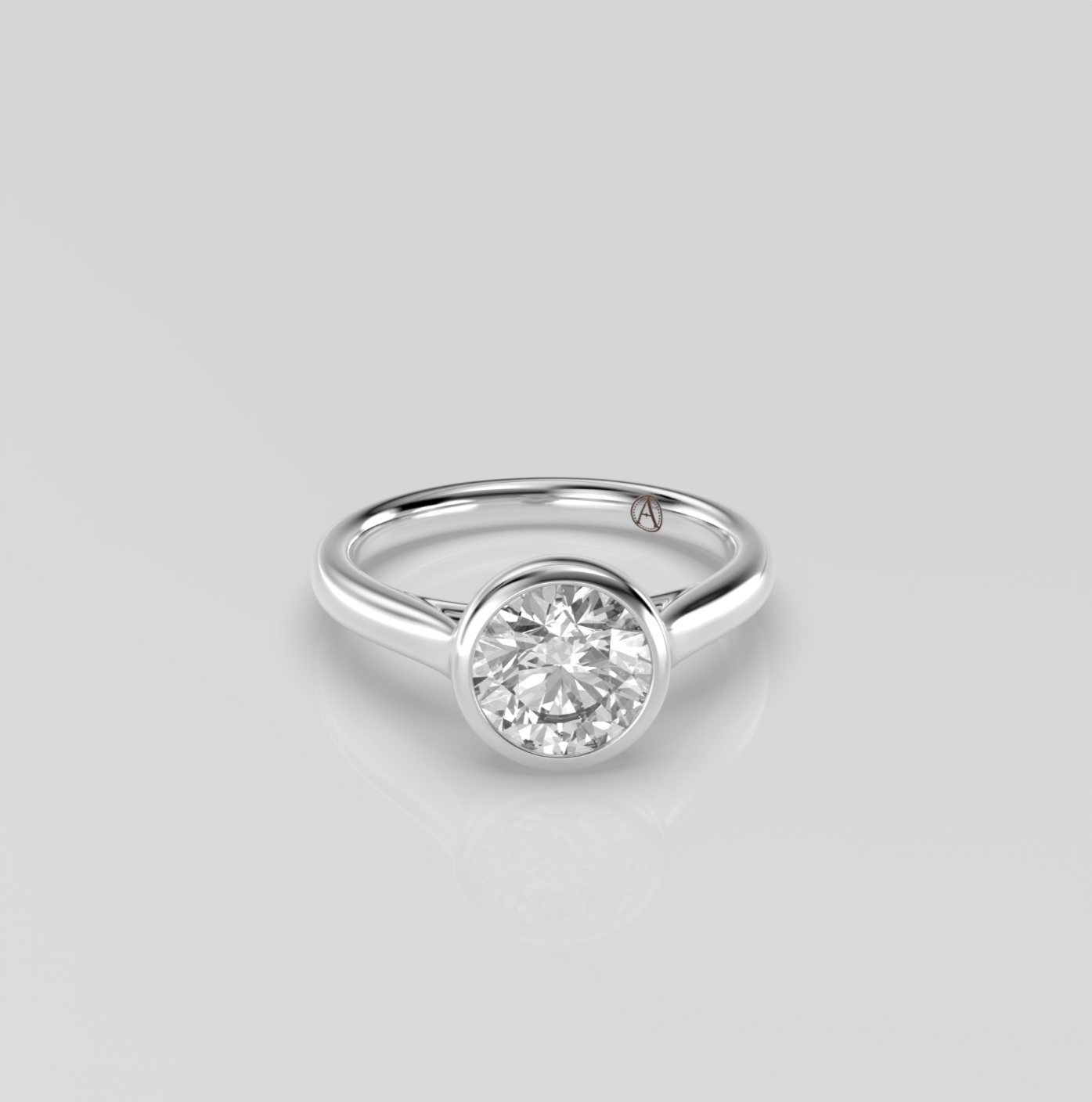 14K Yellow Gold Round Bezel Set 
Diamond Engagement Ring