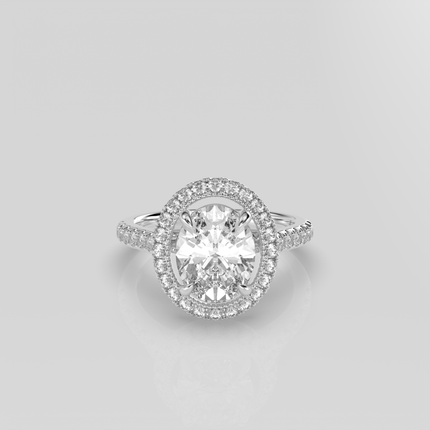 14K Yellow Gold Oval Halo Diamond Engagement Ring