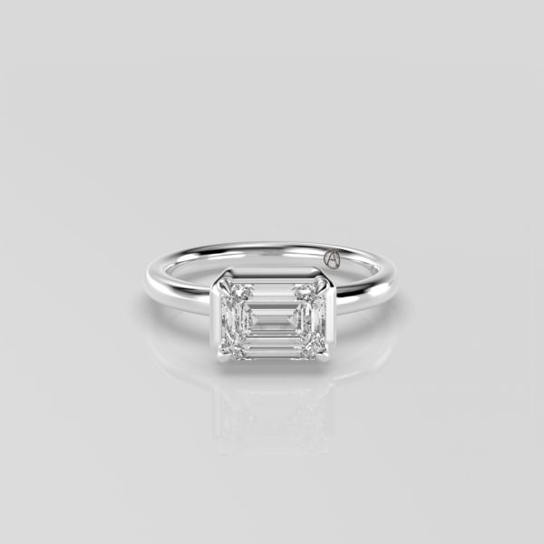 14K Yellow Gold Emerald Solitaire 
Diamond Engagement Ring