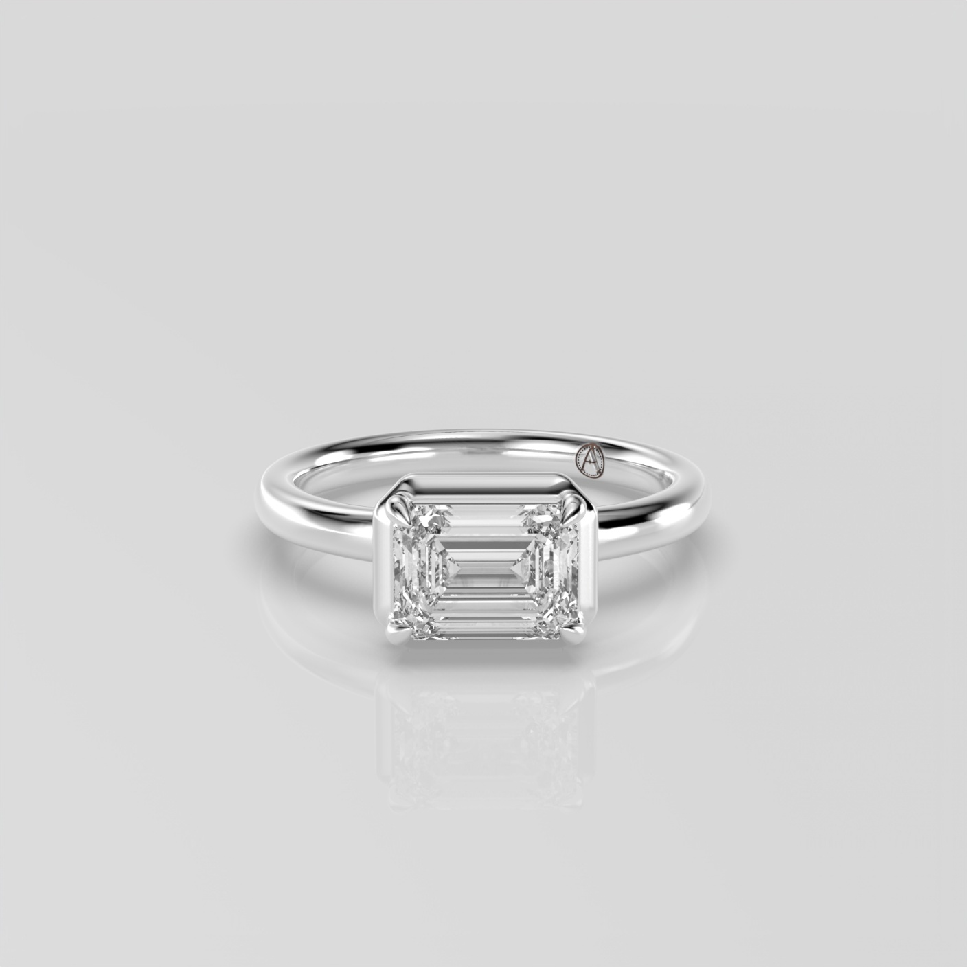 14K Yellow Gold Emerald Solitaire 
Diamond Engagement Ring
