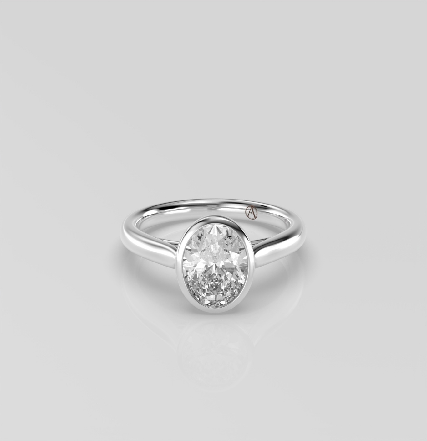 14K Yellow Gold Oval Bezel Set 
Diamond Engagement Ring