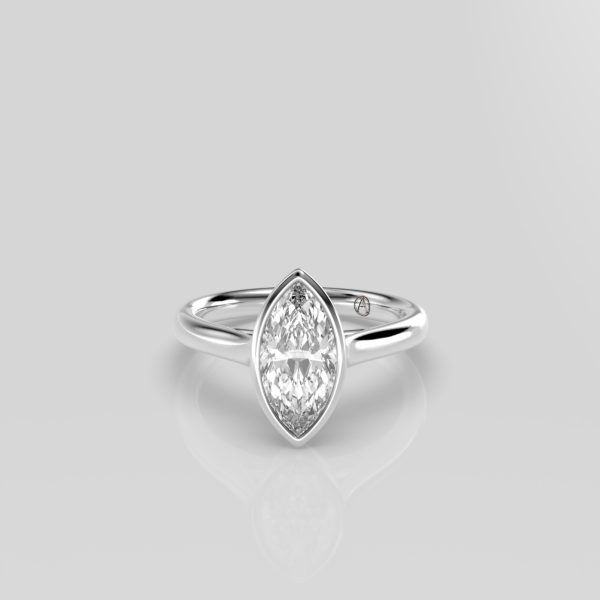 14K Yellow Gold Marquise Bezel Set 
Diamond Engagement Ring