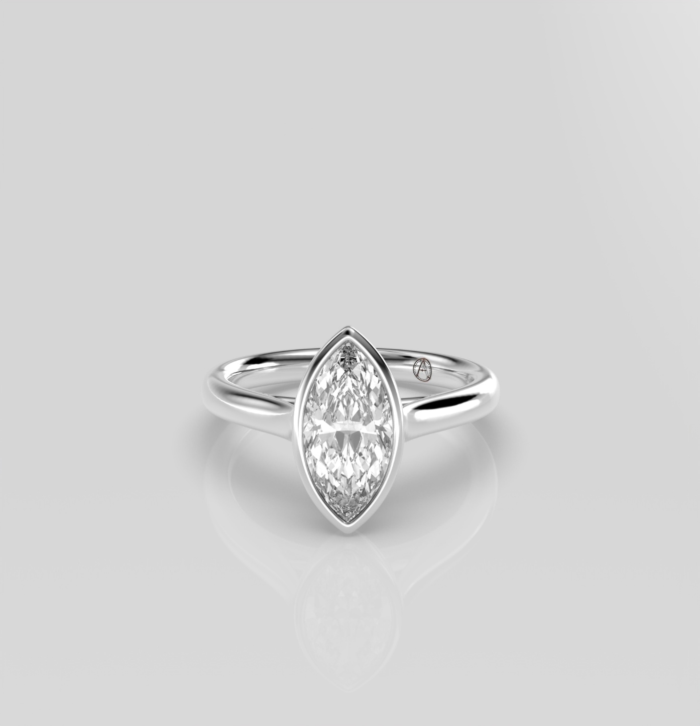 14K Yellow Gold Marquise Bezel Set 
Diamond Engagement Ring