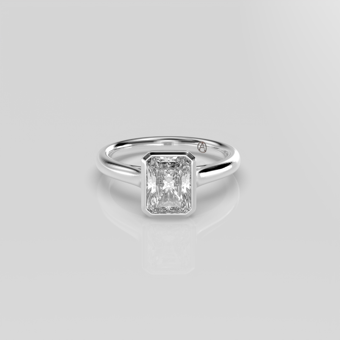 14K Yellow Gold Radiant Bezel Set 
Diamond Engagement Ring