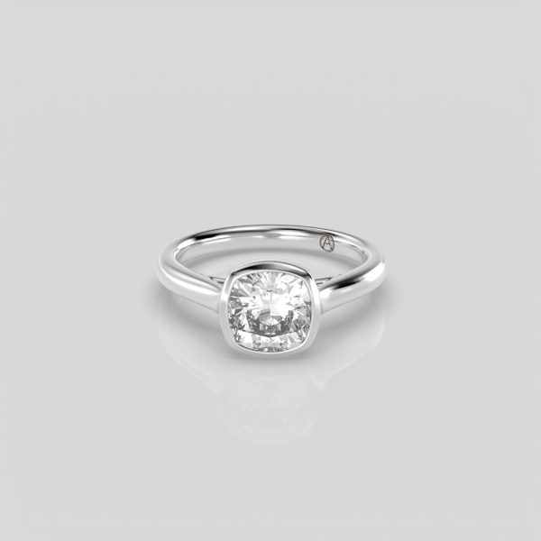 14K Yellow Gold Cushion Bezel Set 
Diamond Engagement Ring