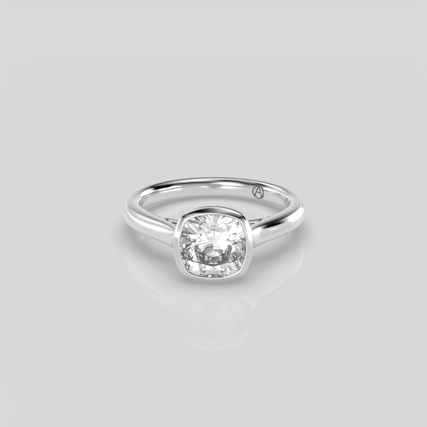 14K Yellow Gold Emerald Bezel Set 
Diamond Engagement Ring