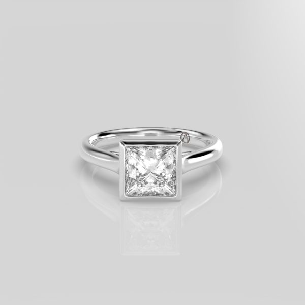 14K Yellow Gold Princess Bezel Set 
Diamond Engagement Ring
