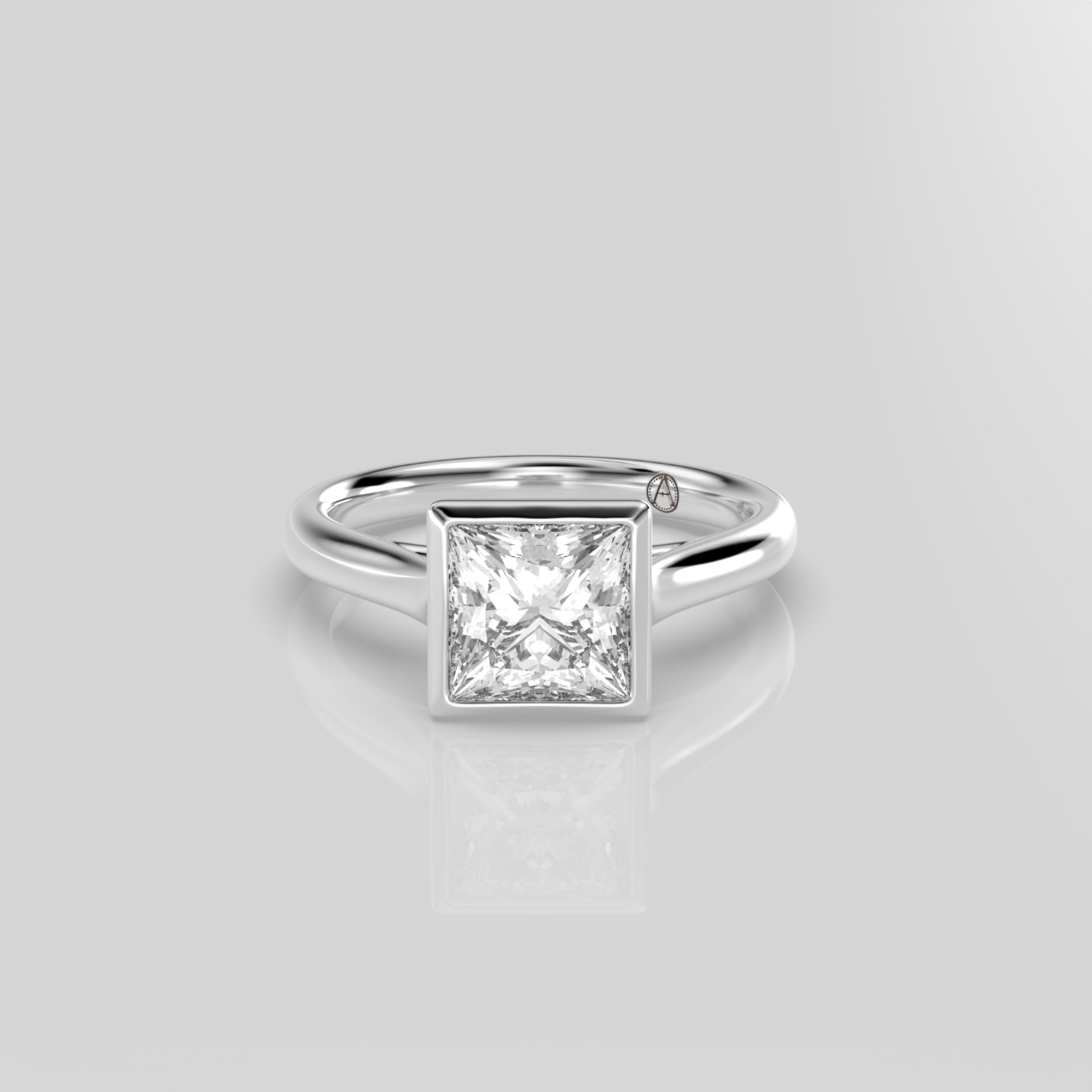 14K Yellow Gold Princess Bezel Set 
Diamond Engagement Ring