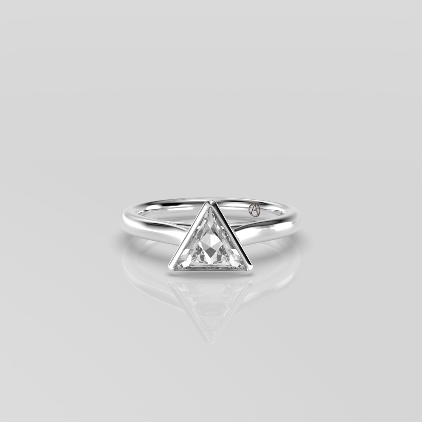 14K Yellow Gold Triangle Bezel Set 
Diamond Engagement Ring