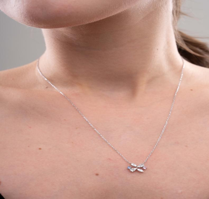 Natural Mix Sapphire Necklace in 14K Gold