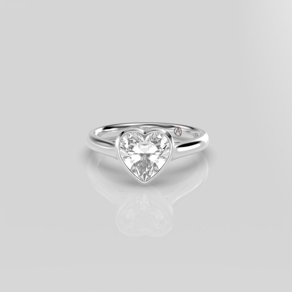 14K White Gold Heart Bezel Solitaire Engagement Ring