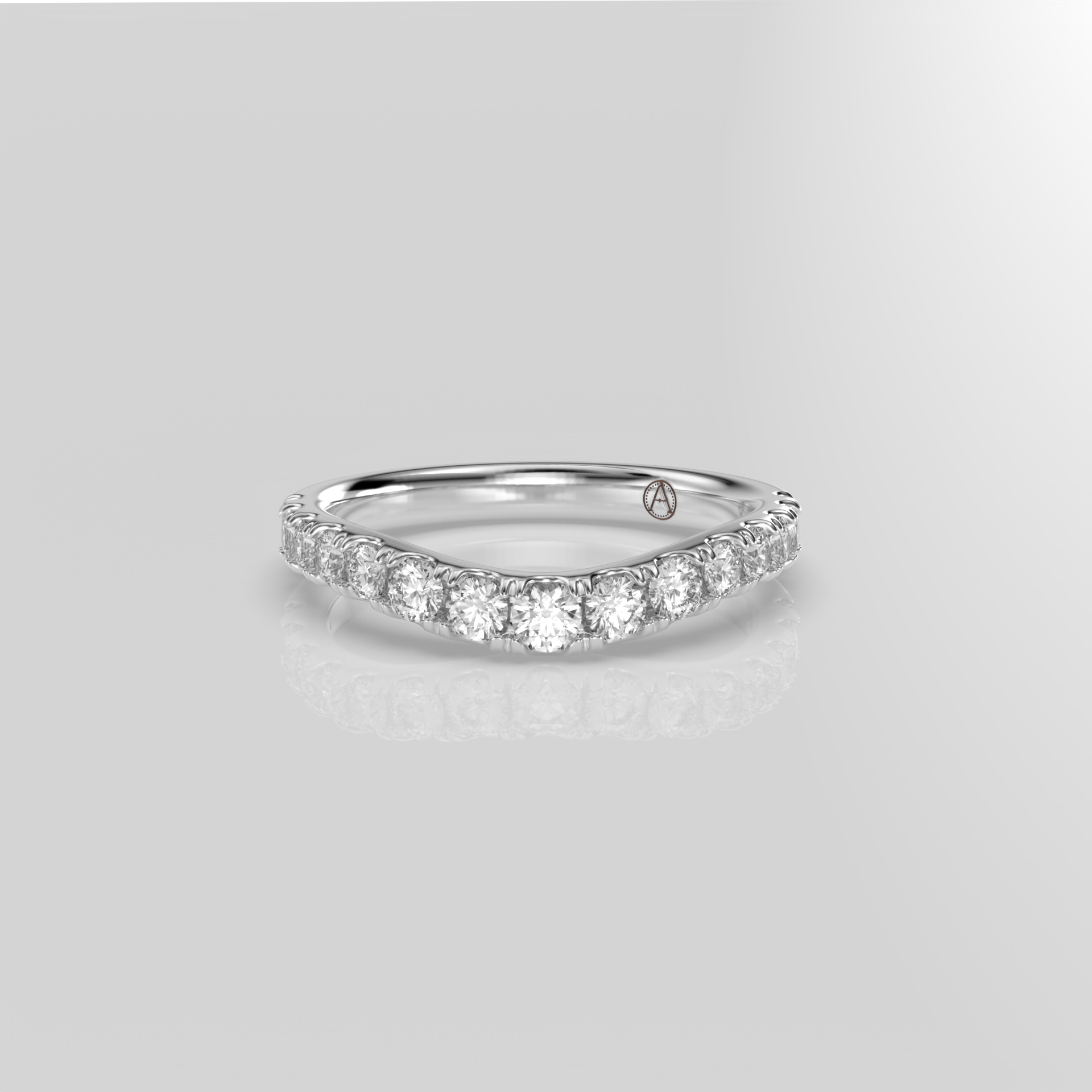 14K White Gold Round Wedding Band Engagement Ring