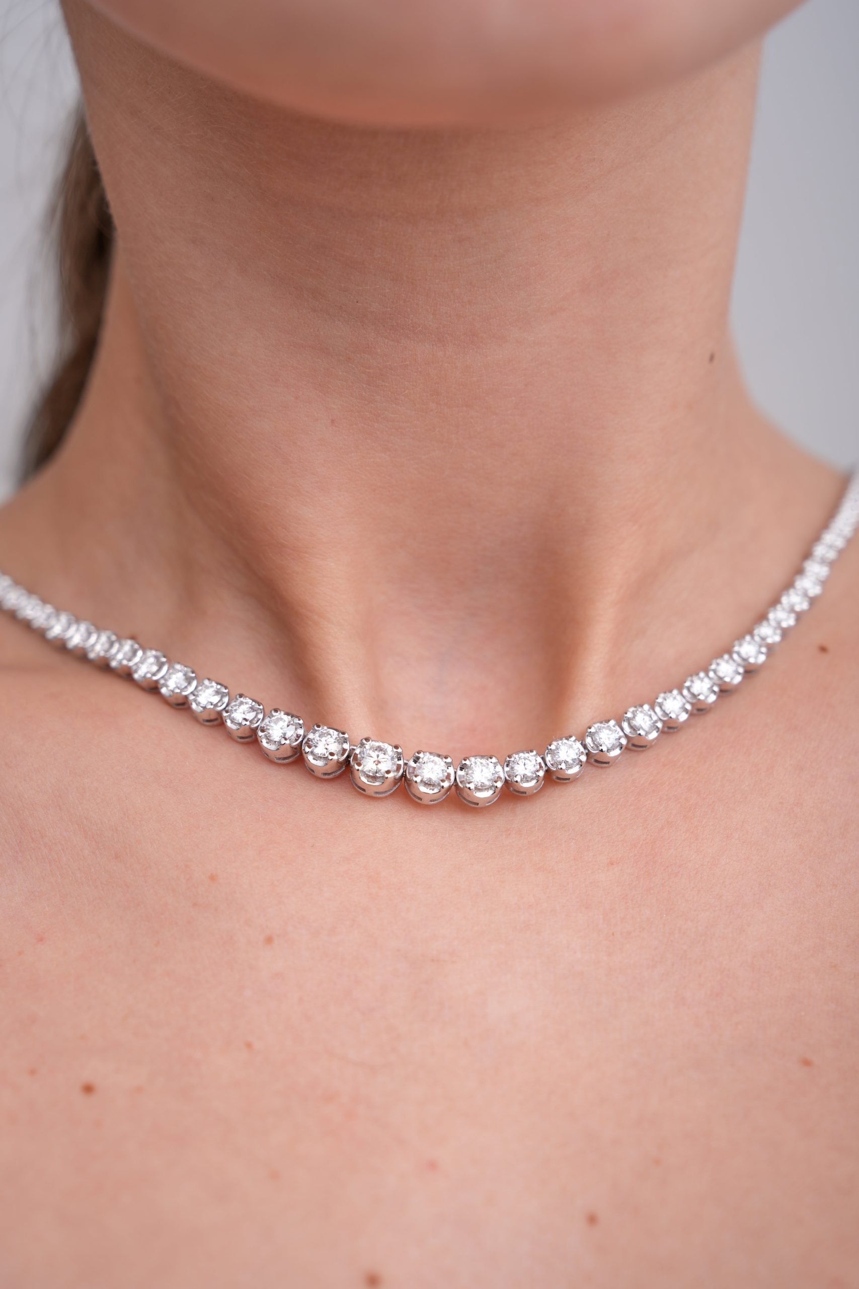 14K White Gold Lab Grown Diamond Tennis Necklace