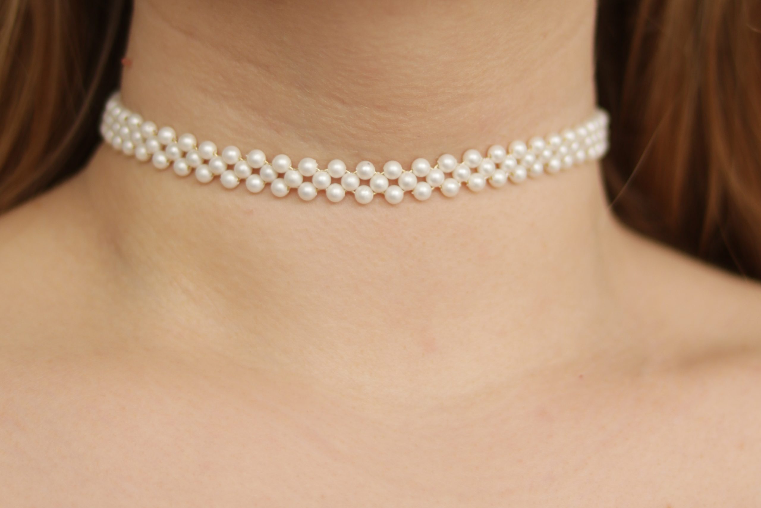 14K Gold Natural Pearl Braide Choker