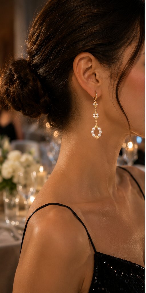 14K Gold Natural Pearl Art Deco Earrings