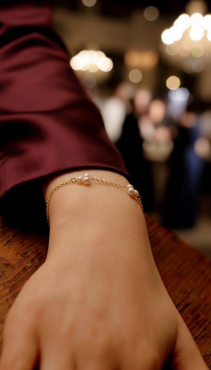 14K Gold Natural Pearl Minimalist Clover Bracelet