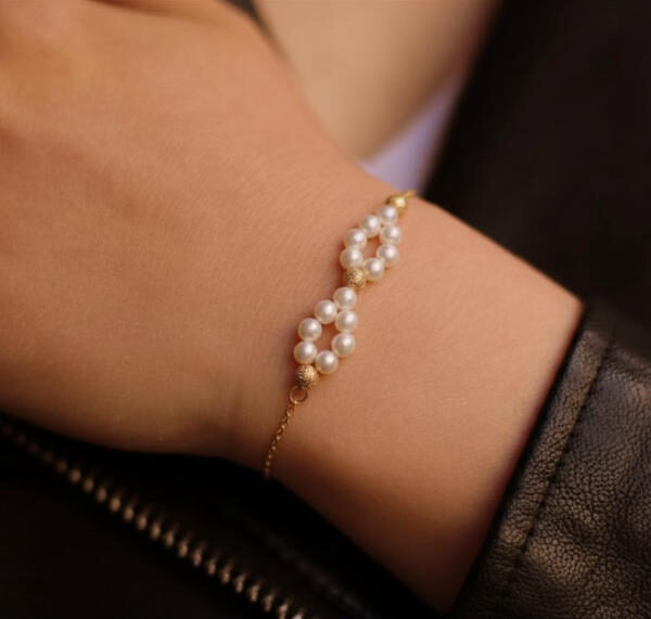 14K Gold Natural Pearl Marquise Bracelet
