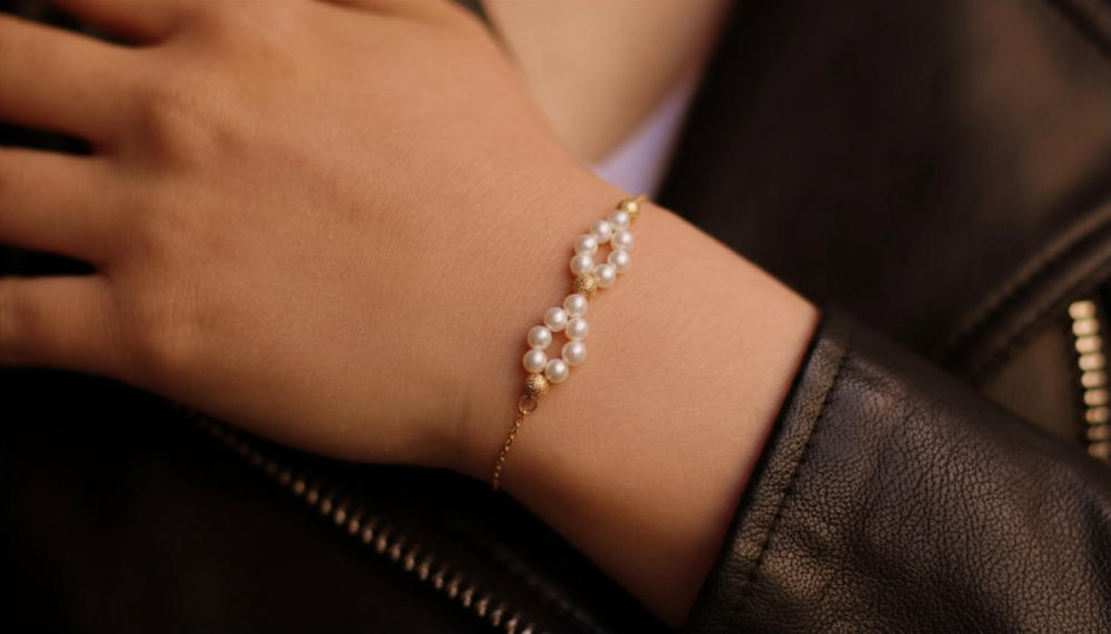 14K Gold Natural Pearl Marquise Bracelet