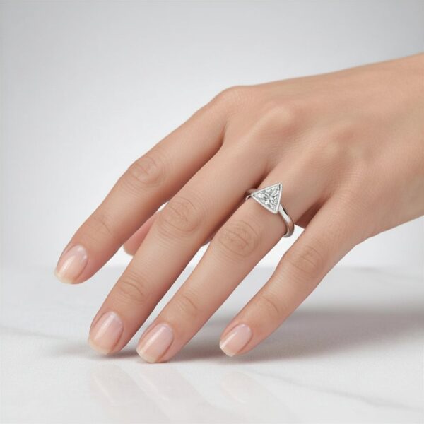 14K Yellow Gold Triangle Bezel Set Diamond Engagement Ring