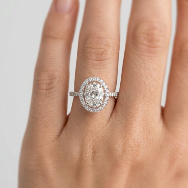 14K Yellow Gold Oval Halo Diamond Engagement Ring