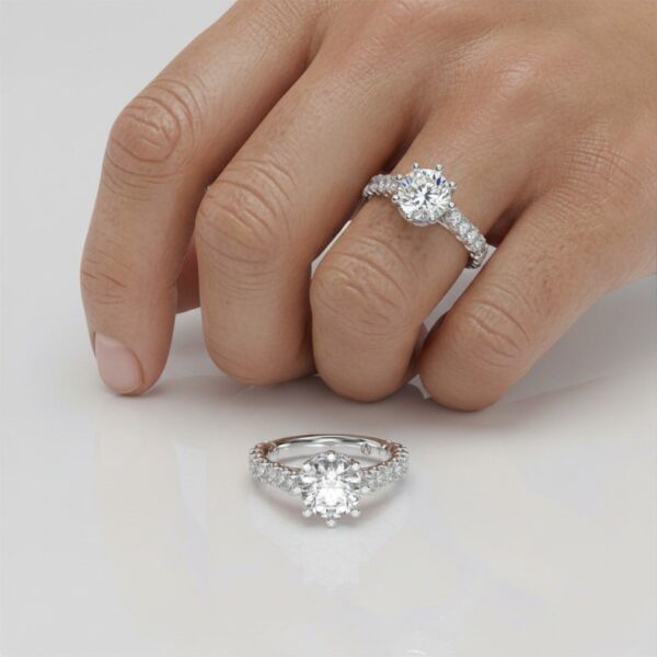 14K Yellow Gold Round Diamond Engagement Ring