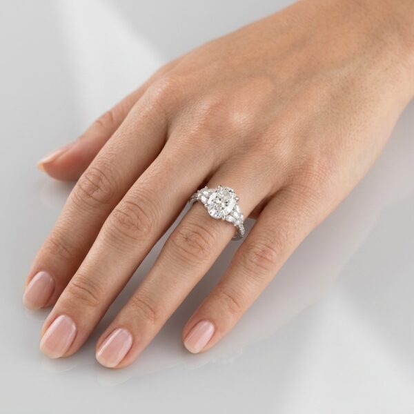 14K White Gold Oval Cluster Pavé Engagement Ring