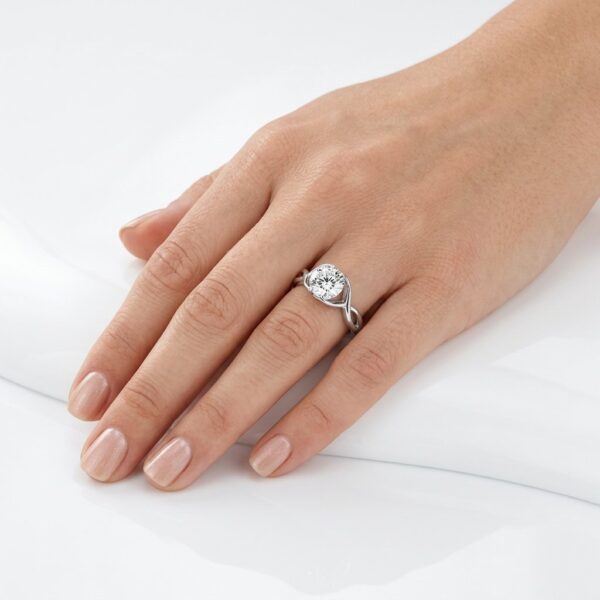 14K White Gold Round Infinity Solitaire Engagement Ring