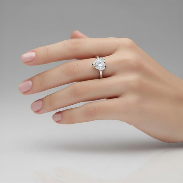 14K White Gold Heart Bezel Solitaire Engagement Ring