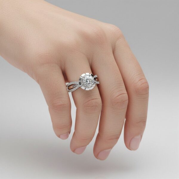 Double Pavé Split Shank Engagement Ring