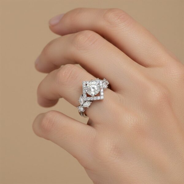 Geometric Halo Engagement Ring