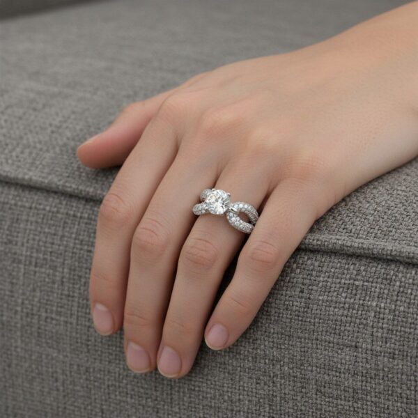 Triple Pavé Split Shank Engagement Ring