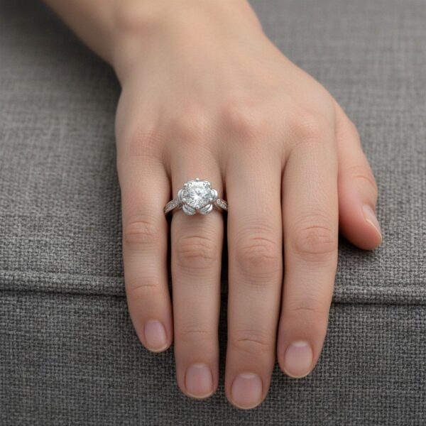 Lotus Pavé Solitaire Engagement Ring