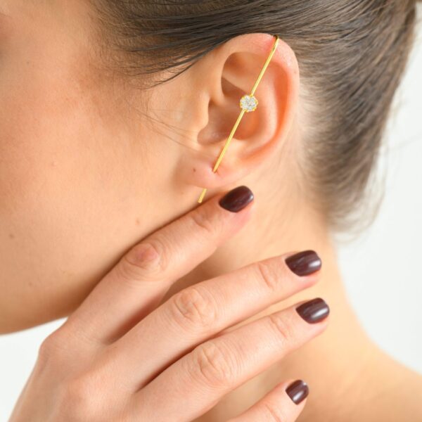 14K Gold LG Diamond Sparkling Cane Earrings