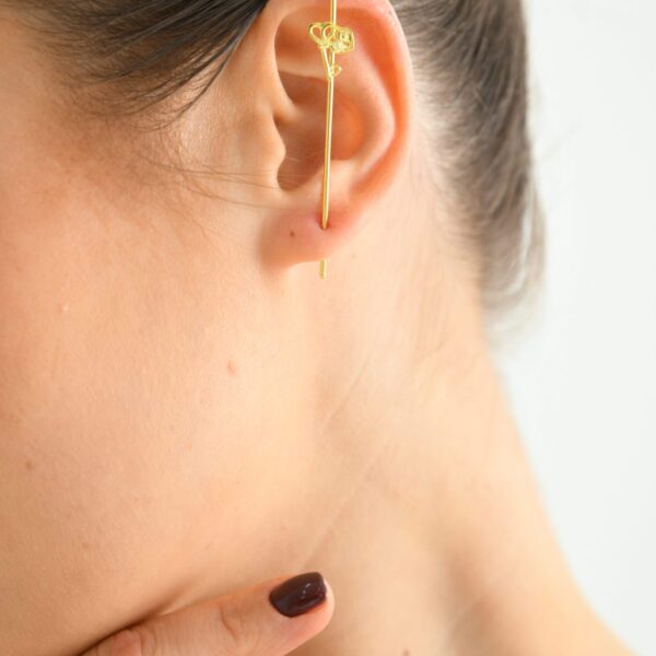 14K Gold Minimalist Heart Ear Climber Earrings