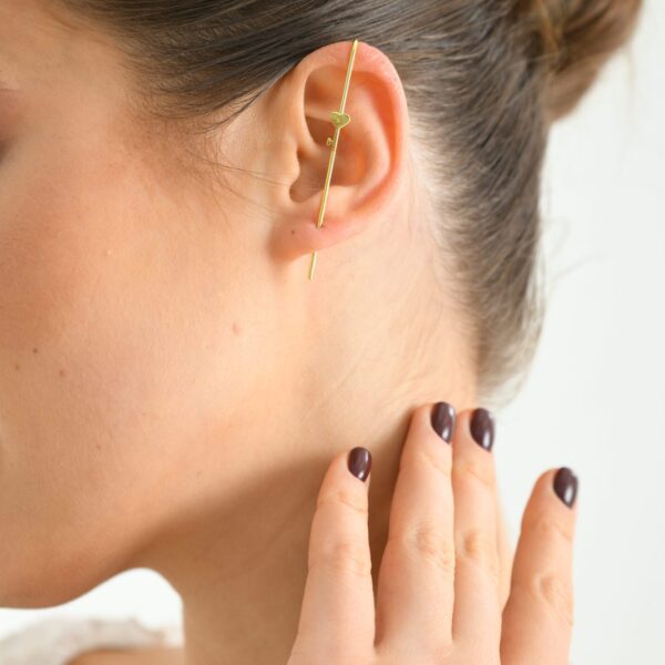 14K Gold Key to My Heart Ear Climber Earrings